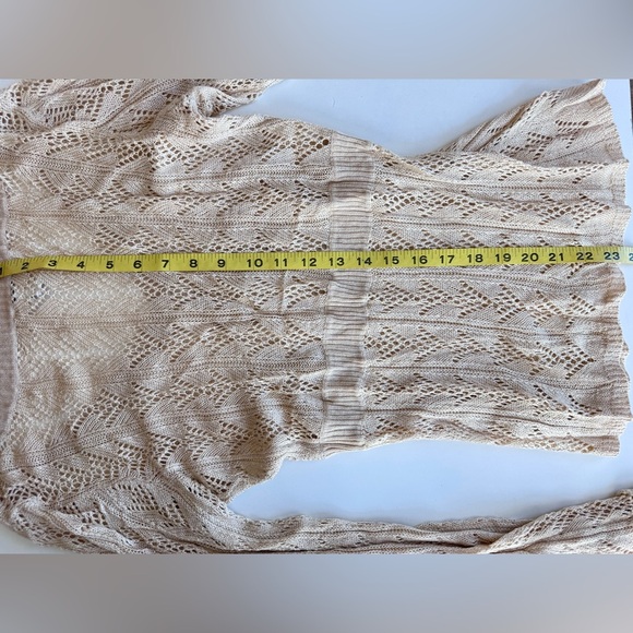 CACHE V Neck Crochet Knit Tussah Silk Long Sleeve Top Y2K 90s Style Women’s L - Picture 9 of 9